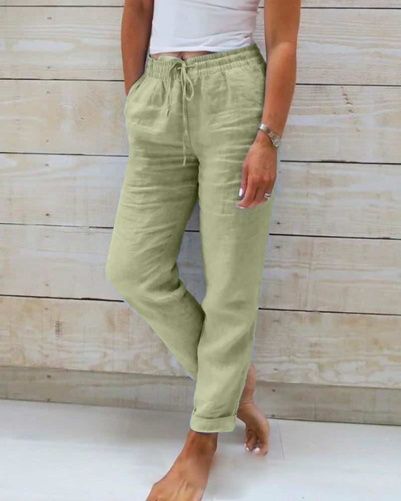 RENARA™ | RELAXED LINEN ELASTIC TROUSERS