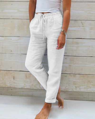 RENARA™ | RELAXED LINEN ELASTIC TROUSERS