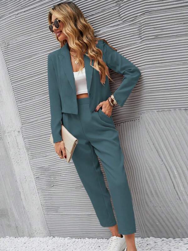 Angel-Solid Blazer Set