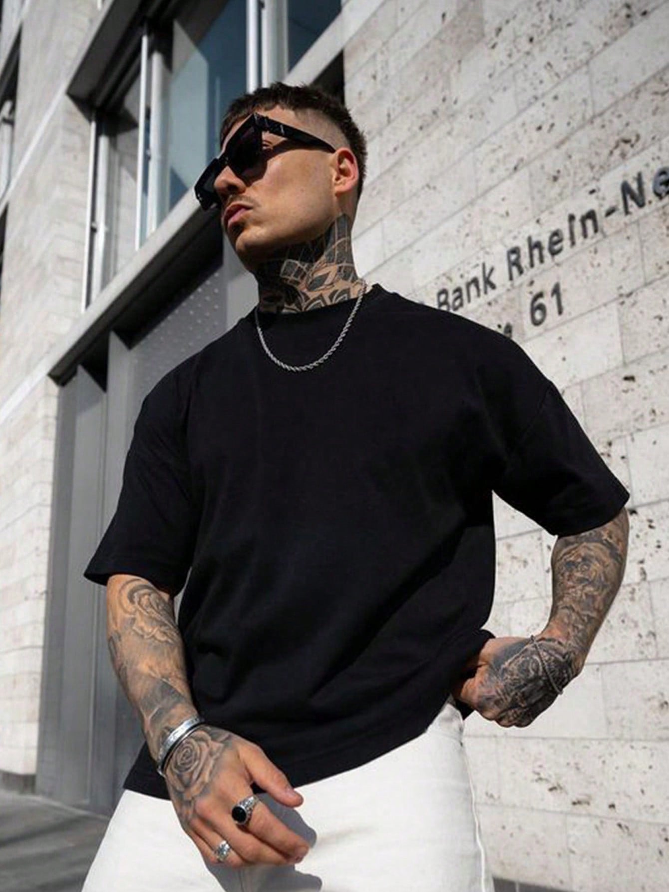 Solid Mock Neck Men's Tee