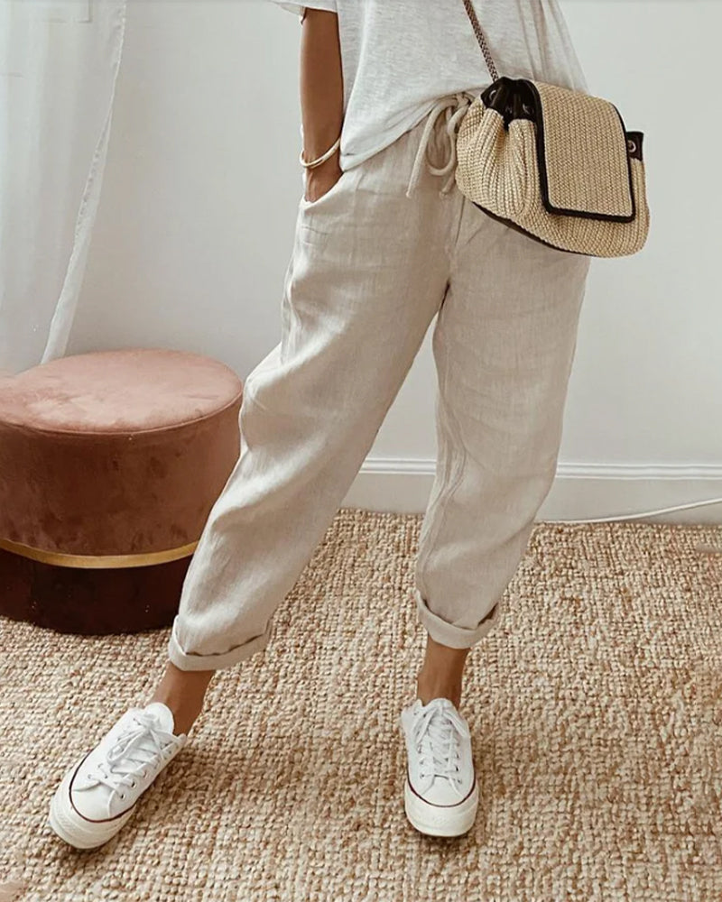 Pansy-Casual & Elegant Linen Sweatpants