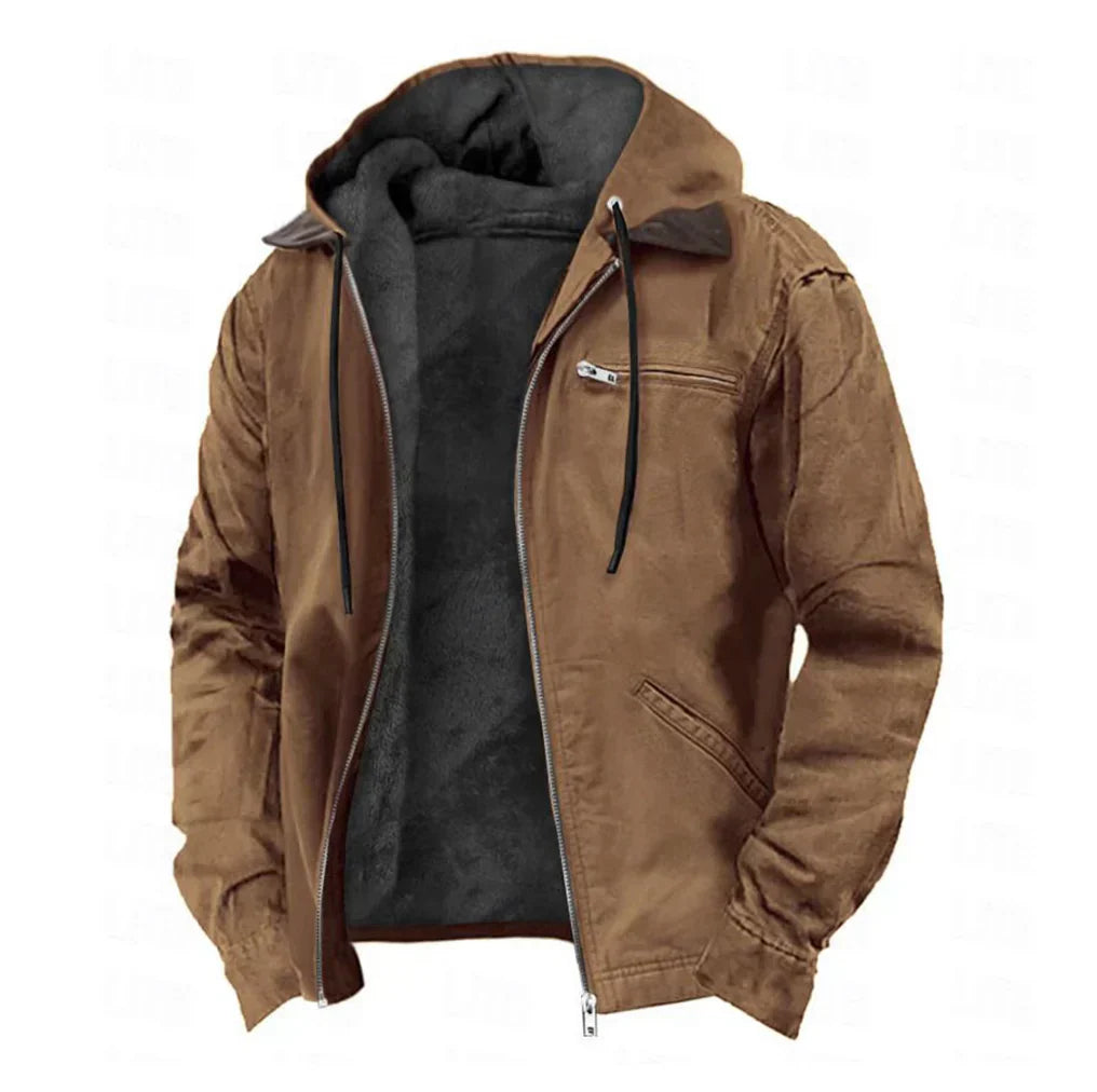 Stylish Fleece & Suede Hooded Jacket