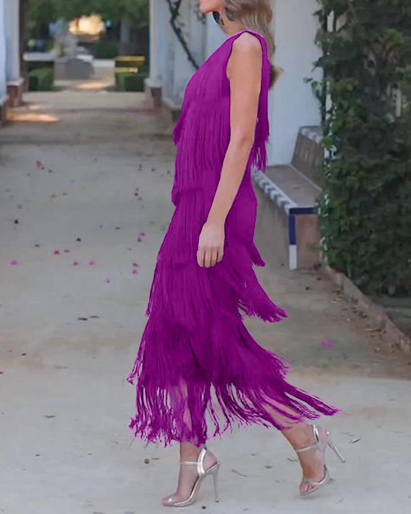 NALANI™ | OFF-SHOULDER FRINGE ELEGANCE DRESS