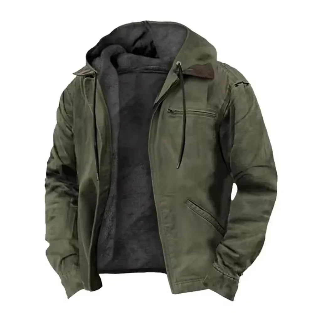 Stylish Fleece & Suede Hooded Jacket