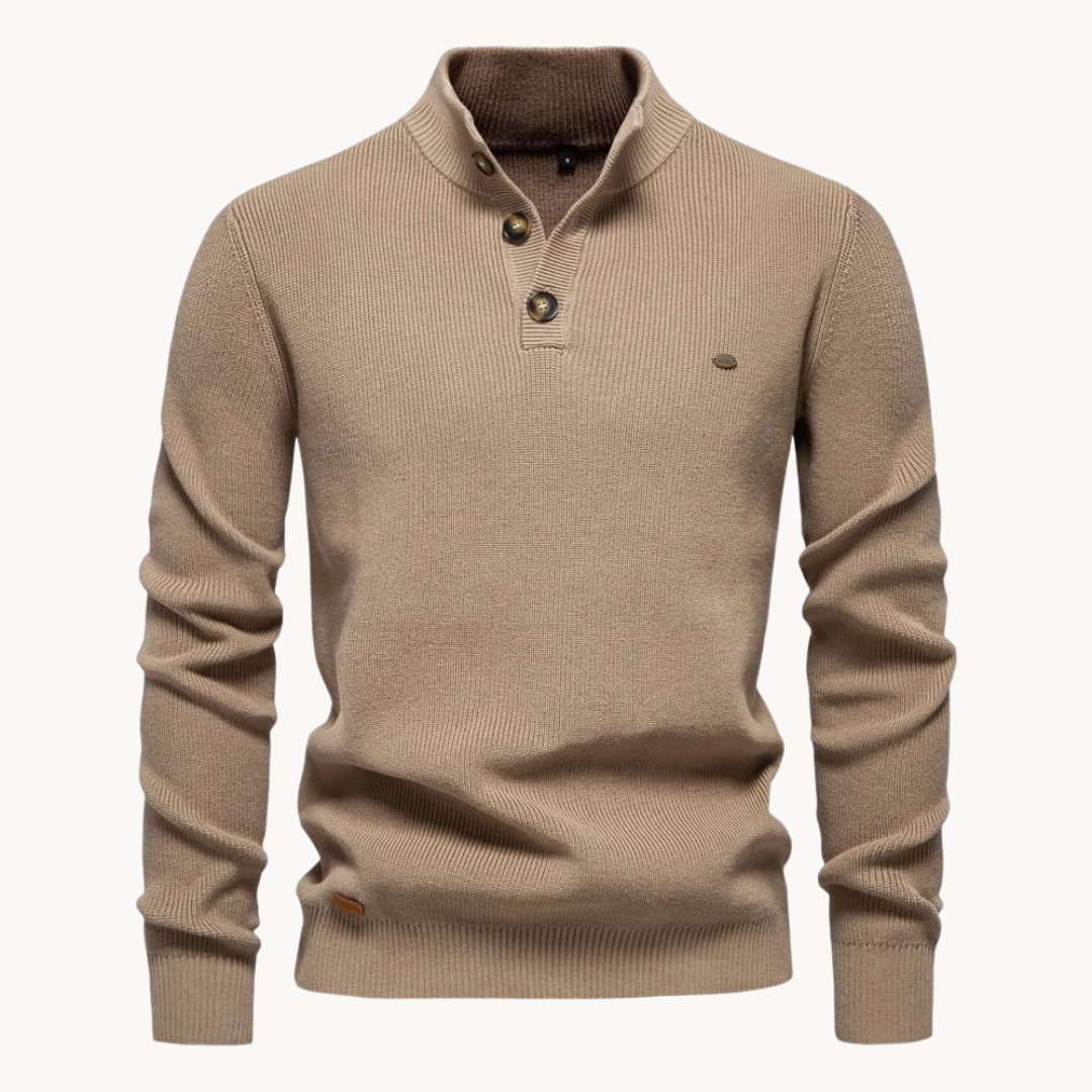 Miles Button Mockneck