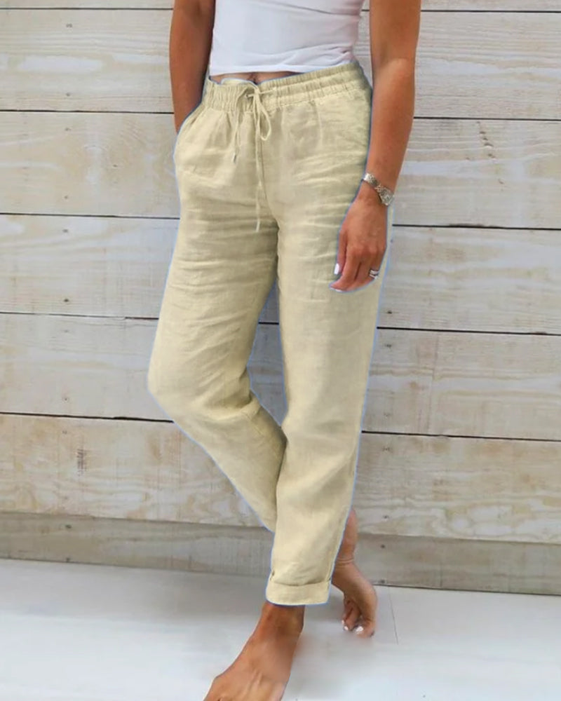 RENARA™ | RELAXED LINEN ELASTIC TROUSERS