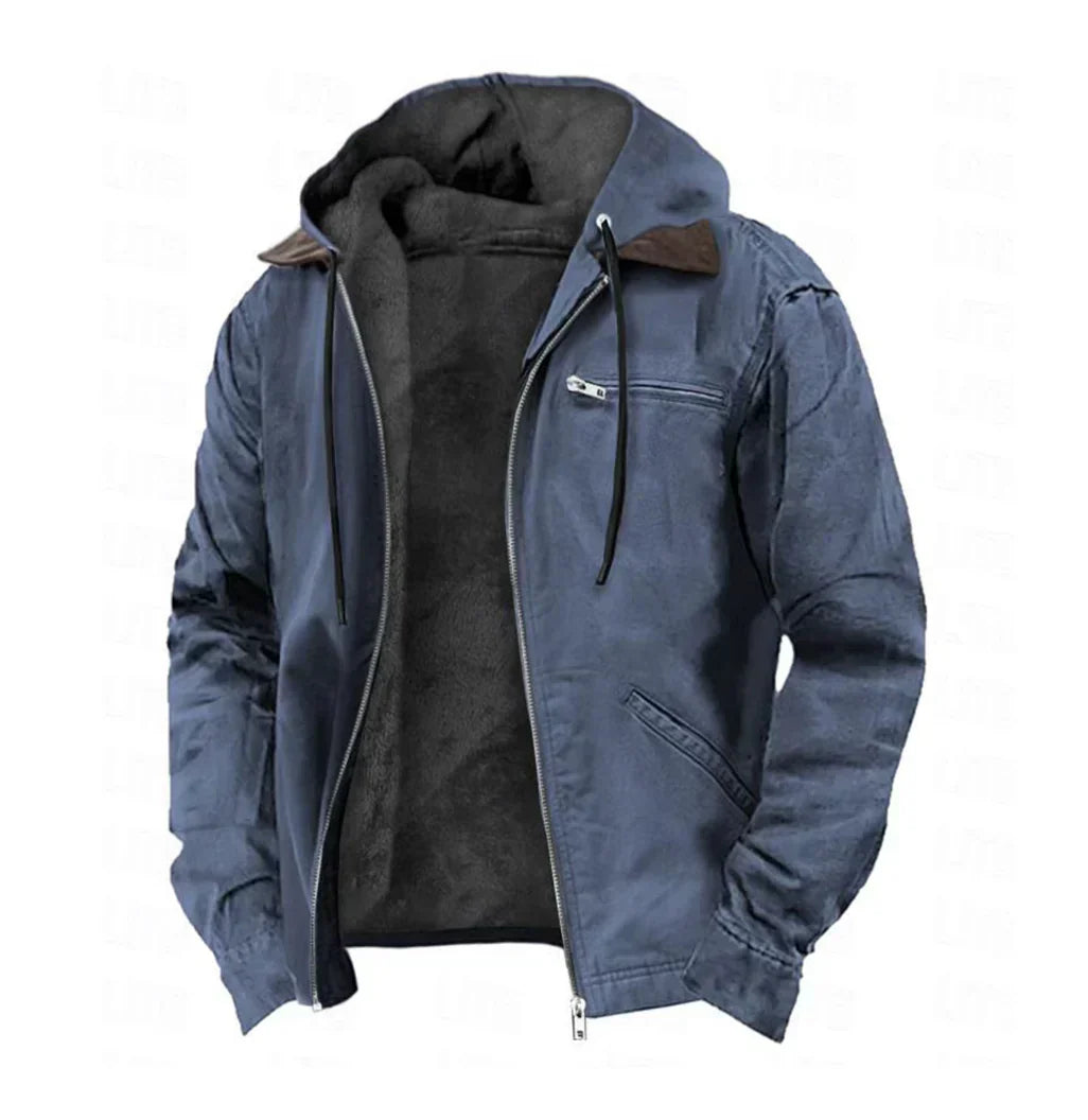 Stylish Fleece & Suede Hooded Jacket