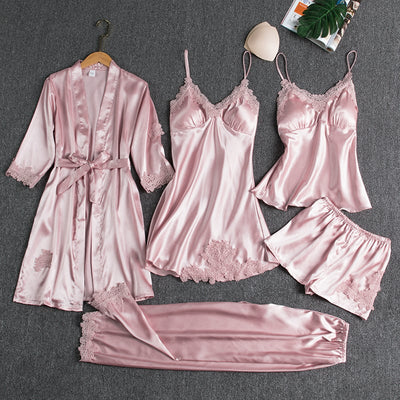 Women's 5 Piece Ice Silk Night Dress