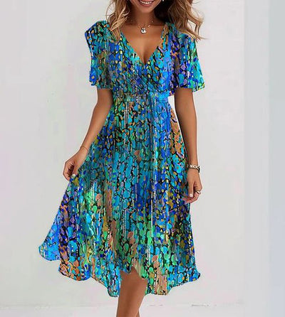 Ivy - Azure Short Sleeve Dress