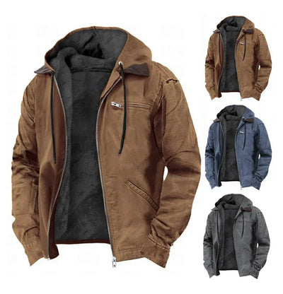 Stylish Fleece & Suede Hooded Jacket