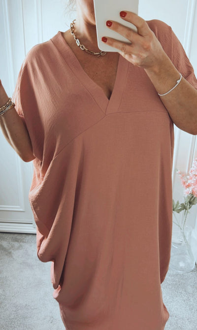 Caroline V Neck Narrow Hem Dress