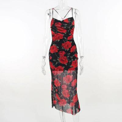 CountryCharm-Printed Suspended Dress