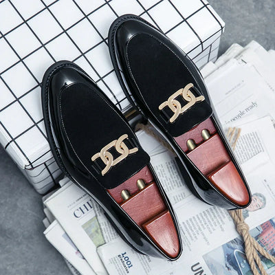 Spring Chic Metal Accent Slip-On Loafers: Unisex Luxury Dress Shoes