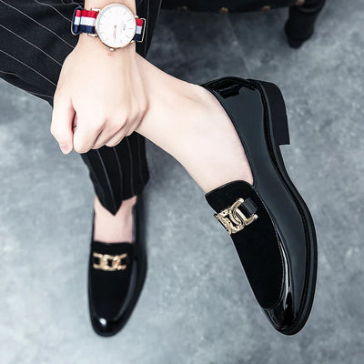 Spring Chic Metal Accent Slip-On Loafers: Unisex Luxury Dress Shoes