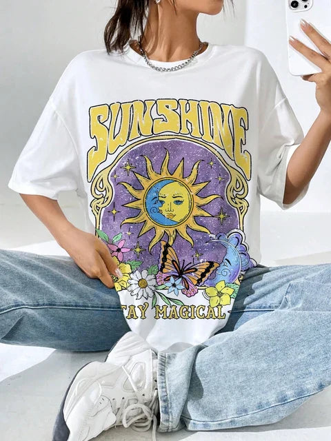 Sunshine Hip Hop Tee: Summer O-Neck Female Party T-Shirt