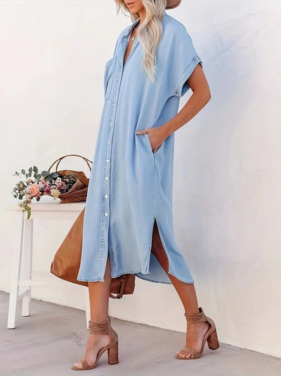 Samira-Shirt dress with fixed pockets