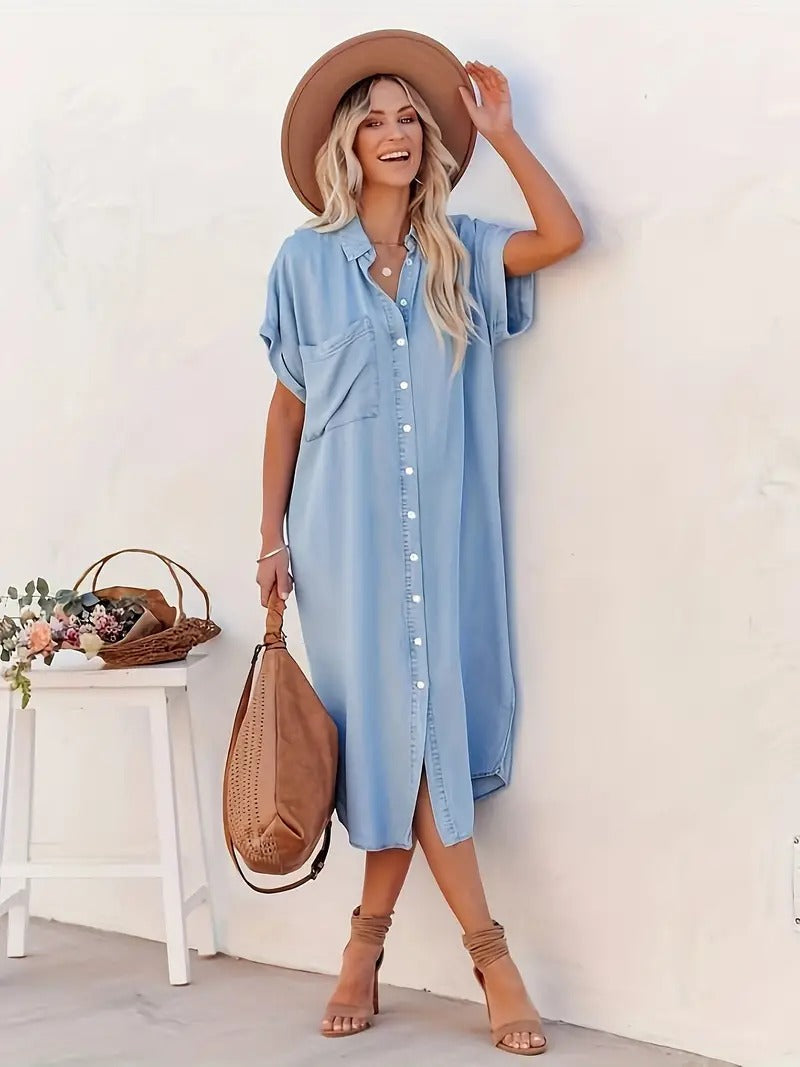 Samira-Shirt dress with fixed pockets