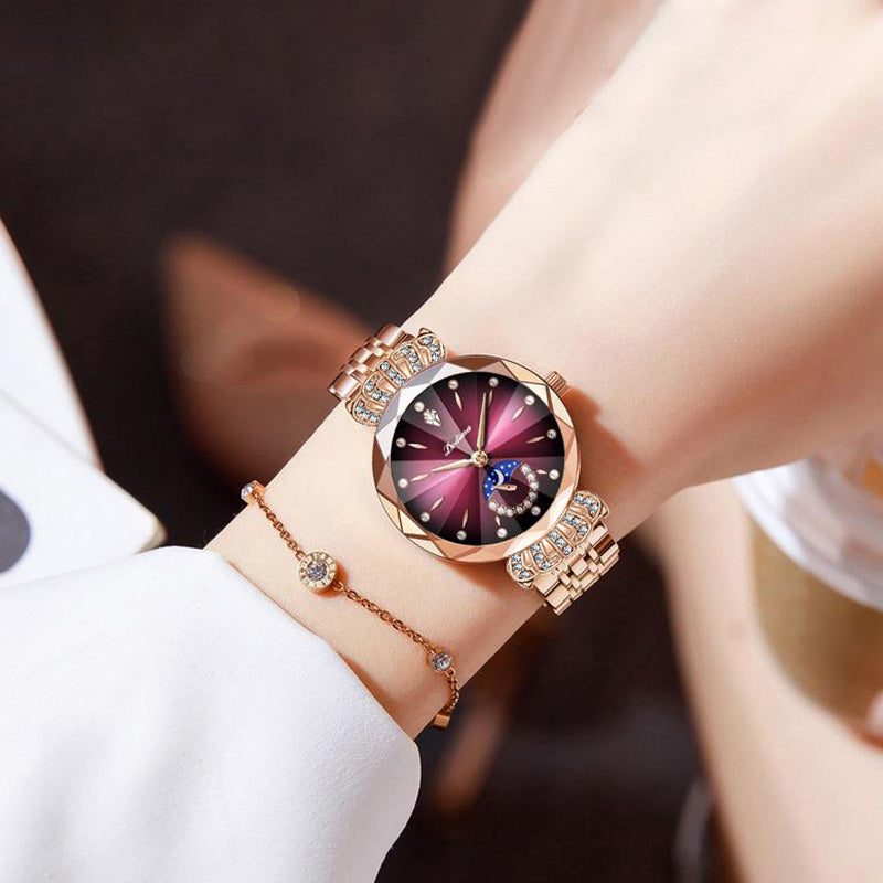 Fashionable Diamond Moon Star Watch for Women