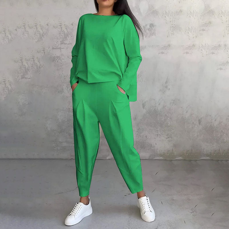 Cozy Crew Neck Long Sleeve Two-Piece Set